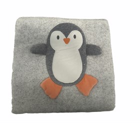 Bibaby Battaniye Welsoft Cute Penguins Gri Melanj